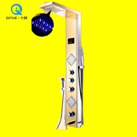 LED Digital Temperature Display Thermostatic 304 Stainless Steel Waterfall Head Bathroom Massage Gold Shower Column Panel