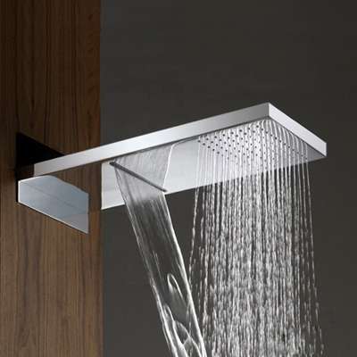 Rozin Brushed Nickel Waterfall & Rainfall Big Stainless Steel Shower Head Accessories Faucet 55 x 23cm Concealed In-Wall Mounted