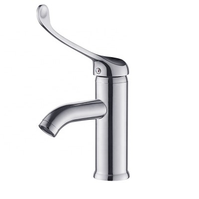 Rozin Hospital/Laboratory Brass Basin Faucet Medical Doctor Touched Elbow Open Single Extended Handle Deck Mount Mixer Faucet