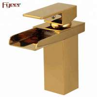 New Design Single Lever Bathroom Hot Cold Water Mixer Tap Waterfall Golden Faucet